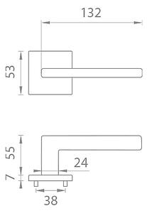 Dveřní kování MP PYROLA - HR 7S (WS - Bílá matná), klika-klika, WC klíč, MP WS (bílá mat)