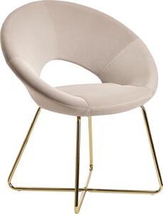 Jídelní sametově béžová kuchyňská židle se zlatými nohami | Wohnling