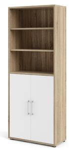 Skříň Modulo 89 x 40 x 221,5 cm, dveře dřevo, dub sonoma / bílá