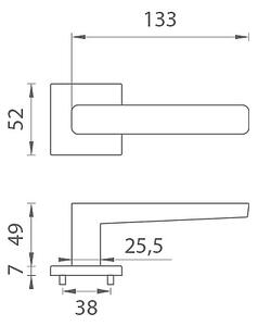 Dveřní kování MP Erica - HR 7S (OCS - Chrom broušený), klika-klika, Bez spodní rozety, MP OCS (chrom broušený)