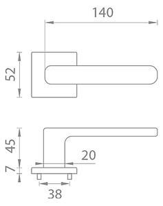 Dveřní kování MP Stella - HR 7S (BS - Černá matná), klika-klika, Bez spodní rozety, MP BS (černá mat)