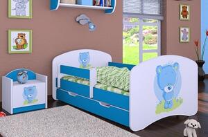 Dětská postel se šuplíkem 180x90 cm MODRÝ MEDVÍDEK - modrá