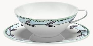 Sada šálků na čaj's podšálky z kostního porcelánu Midnight Flowers, 2 díly