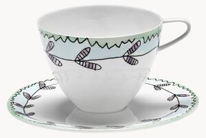 Sada šálků na kávu's podšálky z kostního porcelánu Midnight Flowers, 2 díly