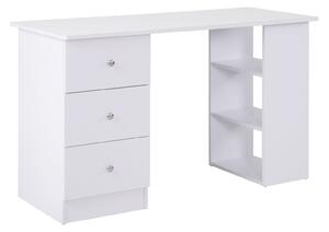 HOMCOM Multimediální Počítačový Stůl s Více Úložnými Prostory 3 Zásuvkami 2 Policemi 120L x 49W x 72H cm Bílý | Aosom