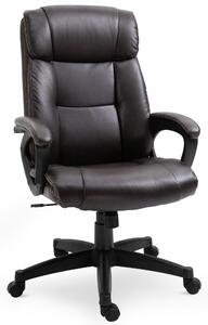 HOMCOM Ergonomická Nastavitelná Kancelářská Židle s Otočnými Kolečky 360° a Syntetickým PU Potahem 64 x 73 x 106-115,5 cm Čokoládová | Aosom
