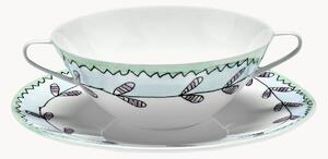 Sada hlubokých talířů s podtalíři z kostního porcelánu Midnight Flowers, 2 díly