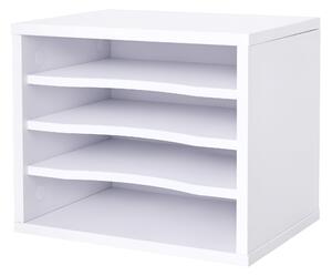 Vinsetto Bílý Dřevěný Organizér na Stůl s 4 Úrovněmi Stojan na Tiskárnu Rozměry 35,5D x 25Š x 28,6V cm | Aosom