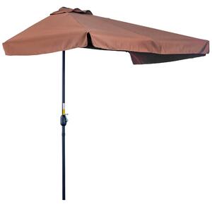 Outsunny Poloviční Umbrella - Balkonový Slunečník 5 Kovovými Strunami 2,3 x 1,3 x 2,49 m Z Vysoce Hustého Polyesteru Čokoládový | Aosom