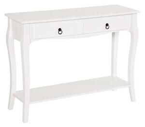 HOMCOM Konferenční Stolek s Úložným Prostorem do Obývacího Pokoj a Předsíně s Šuplíky a Policí Elegantní Design 100x33x75cm Bílý Lesklý Dřevěný | Aoso