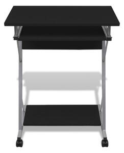 Pojízdný počítačový stůl s výsuvnou deskou | černý