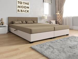 Americká postel s úložným prostorem 180x200 ROSIE 16 - světle hnědá / ecru