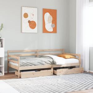 Válenda se zásuvkami bílá 80 x 200 cm masivní borovice 3302064