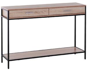 HOMCOM Konferenční stolek v industriálním stylu s šuplíky a ocelovou konstrukcí pro vstupní halu 120x30x81,5 cm Dub | Aosom