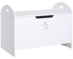 HOMCOM Dětský úložný box na hračky s flipovým víkem a bezpečnostním mechanismem 62x40x46,5 cm Prostorný prostor nosnost 20 kg Bílá | Aosom