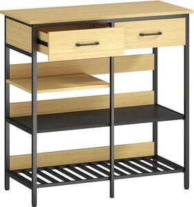 Fortuna Lai Sideboard, komoda se 2 zásuvkami, 3 otevřenými policemi, kuchyňská skříňka do kuchyně, obývací pokoj 90 x 40 x 91 cm, přírodní dřevo