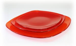 BDK-GLASS Skleněný talíř ATA - červený Rozměr: 27x27cm