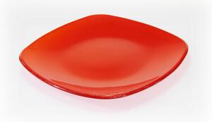 BDK-GLASS Skleněný talíř ATA - červený Rozměr: 32x32cm