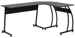 HOMCOM Rohový Počítačový Stůl pro Kancelář a Studium, Minimalistický Moderní, Velký Prostor 112,5x152x74 cm Černý | Aosom