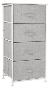 HOMCOM Komoda se 4 látkovými zásuvkami, úložný kabinet multifunkční pro ložnici, obývací pokoj a chodbu 45x30x92 cm šedá | Aosom
