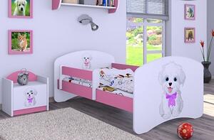 Dětská postel bez šuplíku 160x80cm VESELÝ PEJSEK - růžová/bílá