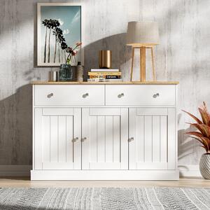 Komoda Fortuna Lai 120 x 36 x 80,5 cm - nábytek do obývacího pokoje s rytou strukturou - bílá