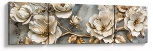 Obraz - Mramorové pozadí s květy (170x50 cm)
