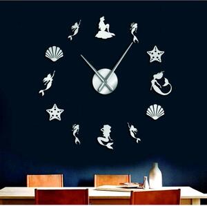 Sentop - Zrcadlové nástěnné hodiny fantazie mořská panna i silver SZ068