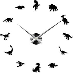 Sentop - Zrcadlové nástěnné hodiny velké dinosaurů i černé SZ067