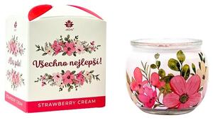 Arôme Vonná svíčka Strawberry Cream - Všechno nejlepší 90g