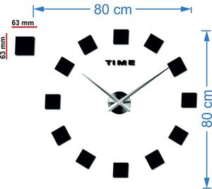 Stylesa Nástěnné hodiny nalepovací ŠTRVORCE 3D i černé