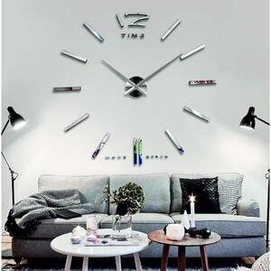 X-momo Nalepovací nástěnné hodiny na zeď zrcadlové PROFI SZ003 i silver