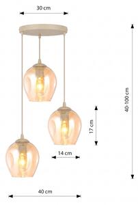 Lustr na lanku ISTAR 3xE27/15W/230V pr. 40 cm béžová/kouřová béžová