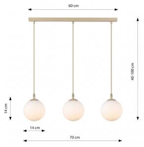 Lustr na lanku COSMO 3xE14/10W/230V béžová/bílá