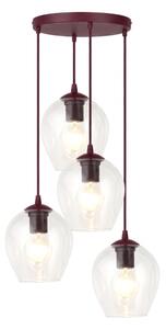 Lustr na lanku ISTAR 4xE27/15W/230V pr. 40 cm červená/čirá