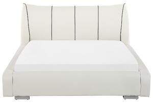 Bílá kožená LED postel 140 x 200 cm NANTES