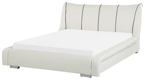 Bílá kožená postel 140 x 200 cm NANTES