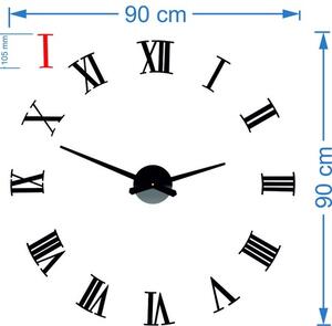 Stylesa - Nalepovací nástěnné hodiny římské 2D plexi X0083 aj černé