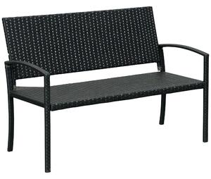 Outsunny Ratanová zahradní lavice 2-místná, UV-odolná, s ergonomickými opěrkami a opěradlem, zahradní nábytek, parková lavice s nosností až 240 kg, 12