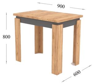Jídelní stůl rozkládací MANZINI 90x60 cm dub kraft zlatý/antracit