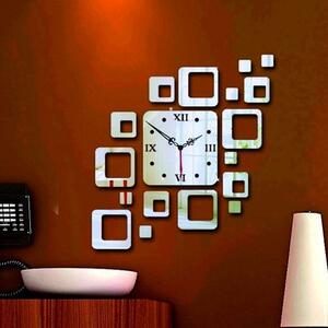 Stylesa - Nalepovací hodiny na stěnu moderní čtverec 50x40cm FIGARO IA050S i černé