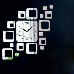 Stylesa - Nalepovací hodiny na stěnu moderní čtverec 50x40cm FIGARO IA050S i černé