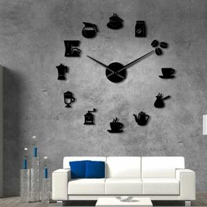 Stylesa Nástěnné hodiny zrcadlové na zeď nalepovací káva ZRNO SZ063