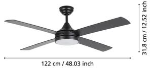 Eglo 35085 - LED Stmívatelný stropní ventilátor TRINIDAD LED/20W/230V + DO černá
