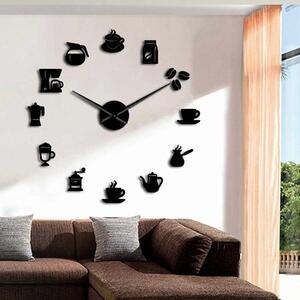 Stylesa Nástěnné hodiny zrcadlové na zeď nalepovací káva ZRNO SZ063