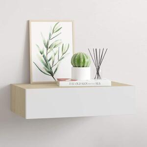 Nástěnná zásuvková police dubová a bílá 40x23,5x10 cm MDF 330249