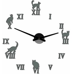 Stylesa Černá kočka nástěnné hodiny z plastu PROKOP S020 aj černé