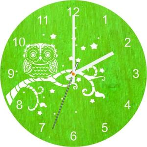 Nástěnné hodiny ze dřeva - Sovička - přírodní i barevné | SENTOP PR0443