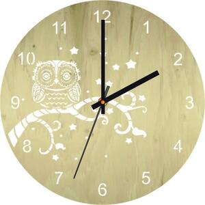 Nástěnné hodiny ze dřeva - Sovička - přírodní i barevné | SENTOP PR0443