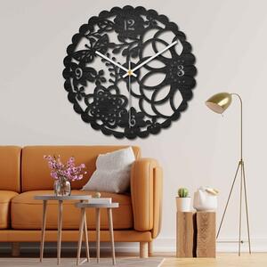 Dřevěné hodiny na stěnu - motýlí louka - černé i barevné | SENTOP PR0445
